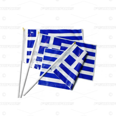 Greek hand flag with plastic stick 