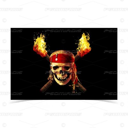 Pirates of the Caribbean flag with torches