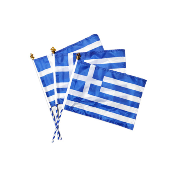 Σημαία ελληνική πολυεστερική για το χέρι με πλαστικό κονταράκι με σταυρό